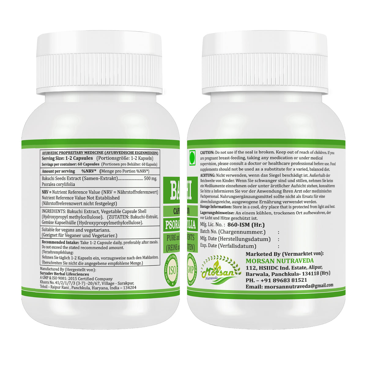 BAKUCHI-KAPSELN - PSORALEA CORYLIFOLIA - 60 Gemüsekapseln 500 mg - REIN und NATÜRLICH
