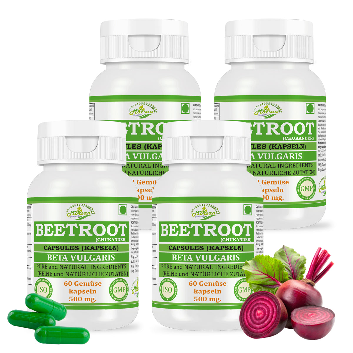 BEETROOT CAPSULES (KAPSELN) - BETA VULGARIS - 60 Gemüse Kapseln 500 mg. - PURE and NATURAL