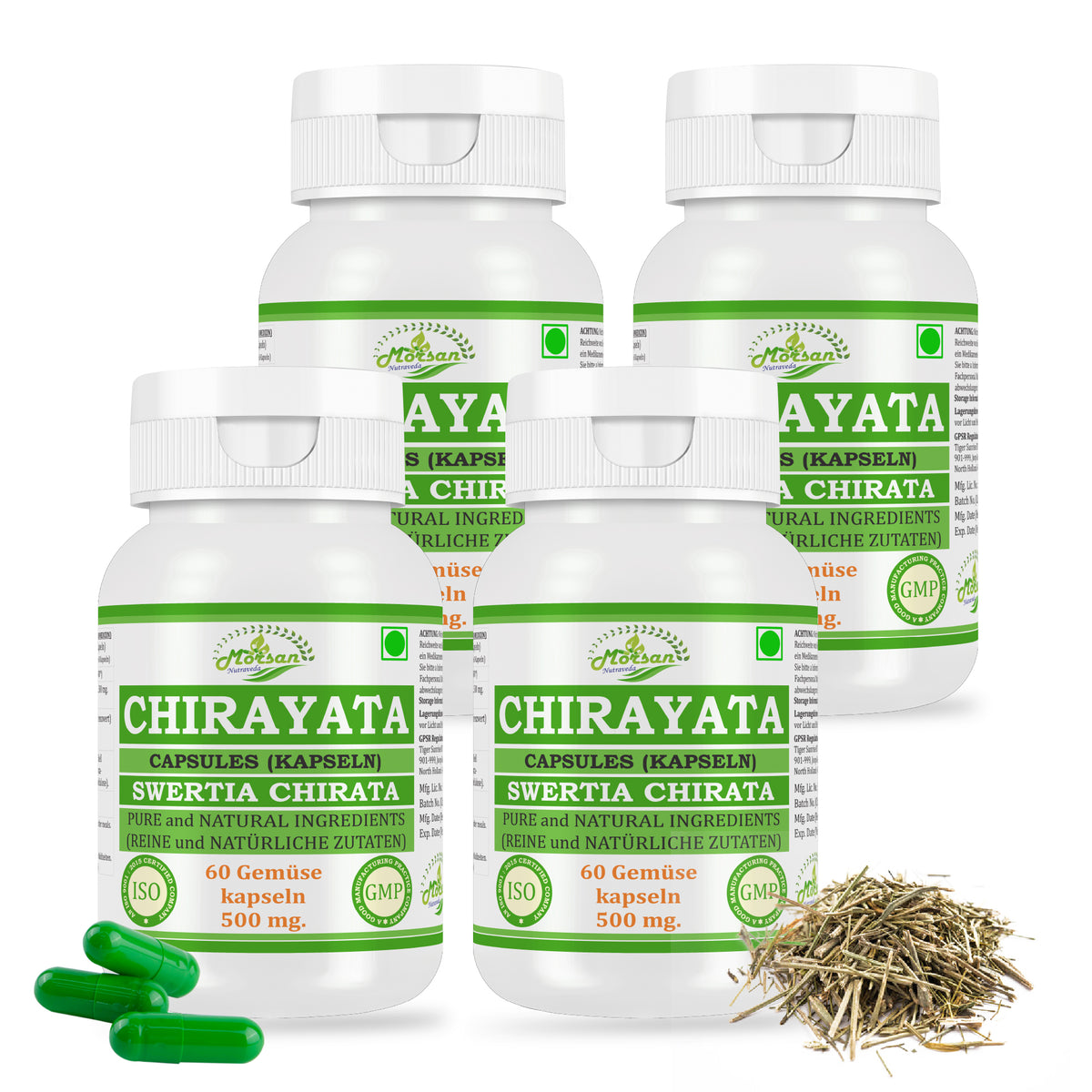 CHIRAYATA-KAPSELN - SWERTIA CHIRATA - 60 pflanzliche Kapseln à 500 mg - REIN und NATÜRLICH