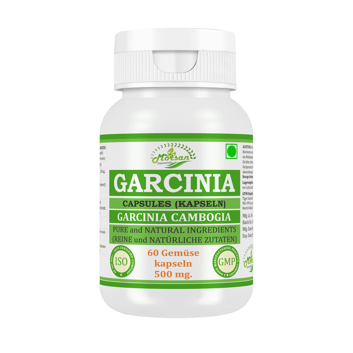 GARCINIA CAPSULES (KAPSELN) - GARCINIA CAMBOGIA - 60 Gemüse Kapseln 500 mg. - PURE and NATURAL