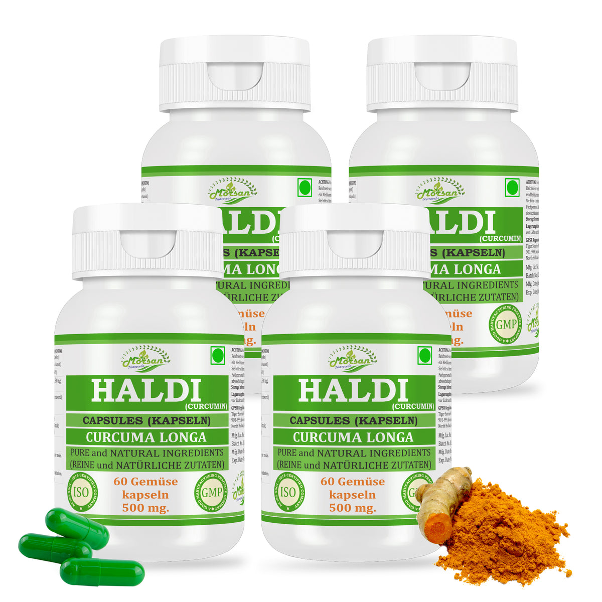 HALDI (CURCUMIN) CAPSULES (KAPSELN) - CURCUMA LONGA - 60 Gemüse Kapseln 500 mg. - PURE and NATURAL