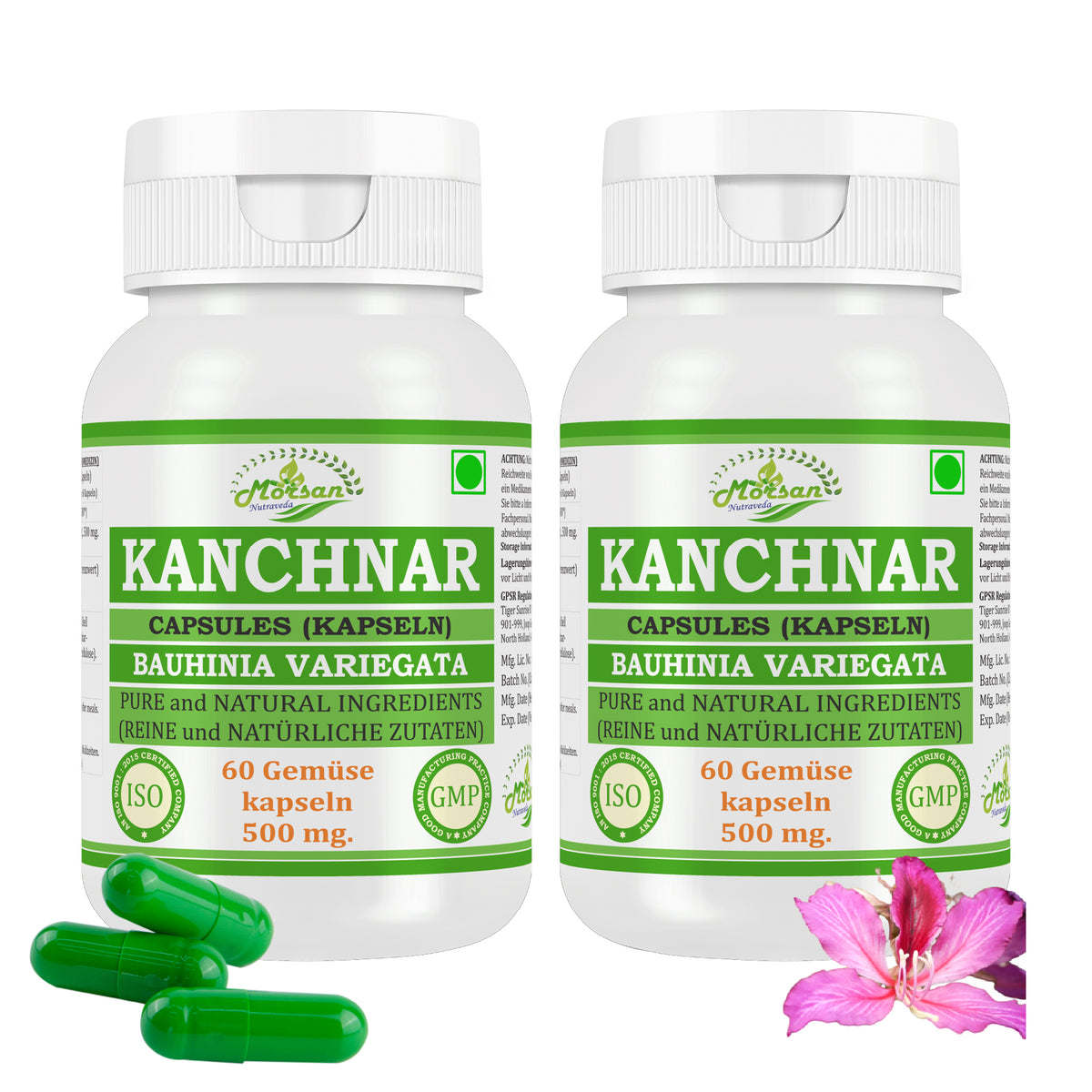 KANCHNAR-KAPSELN - BAUHINIA VARIEGATA - 60 vegetarische Kapseln à 500 mg - REIN und NATÜRLICH