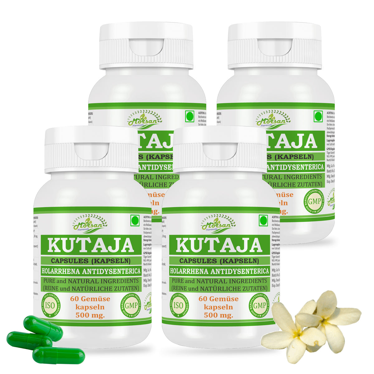 KUTAJA KAPSELN - HOLARRHENA ANTIDYSENTERICA - 60 vegetarische Kapseln 500 mg. - REIN und NATÜRLICH