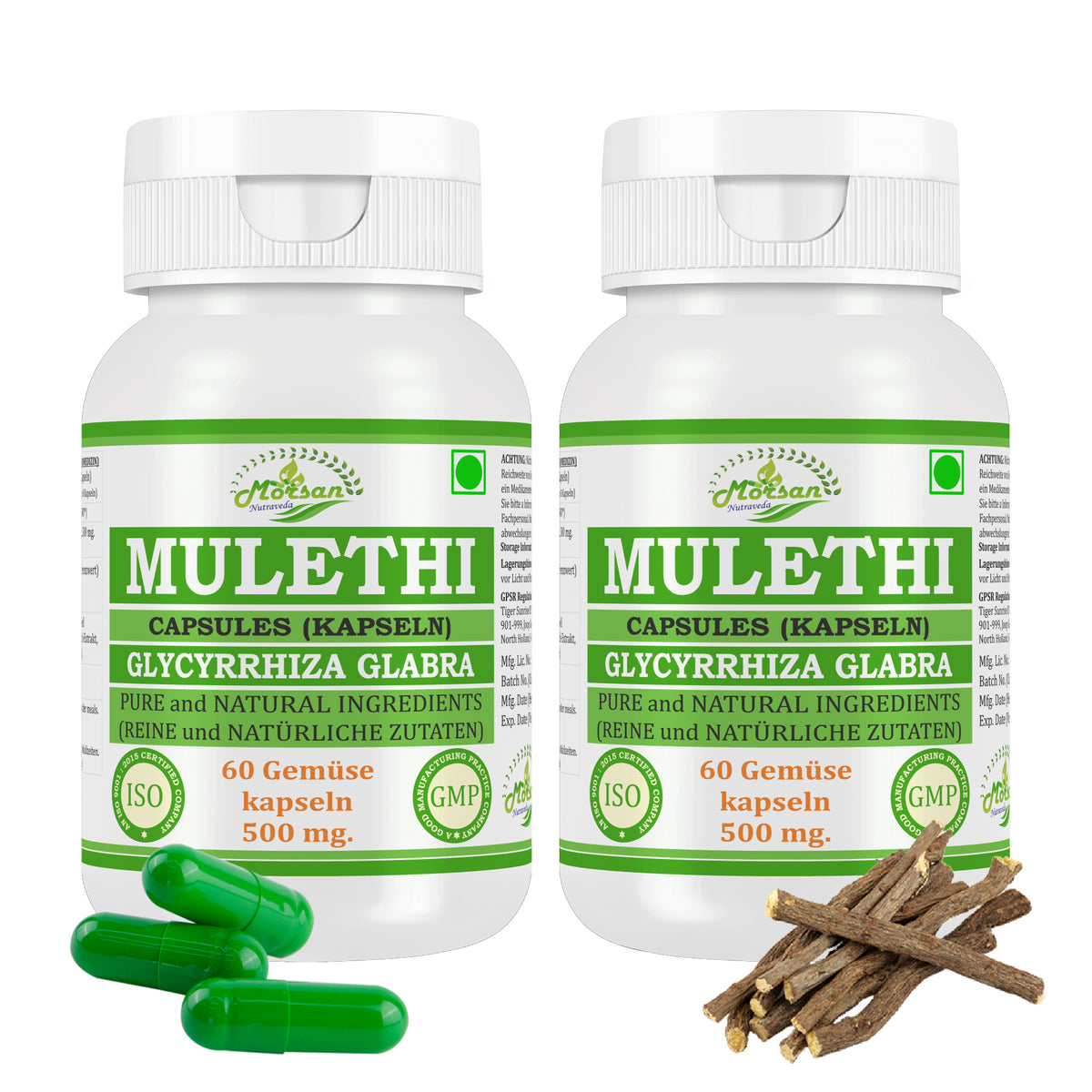 MULETHI CAPSULES (KAPSELN) - GLYCYRRHIZA GLABRA - 60 Gemüse Kapseln 500 mg.
