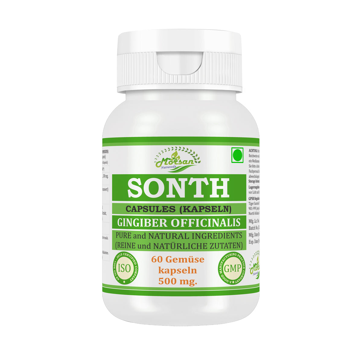 SONTH KAPSELN - GINGIBER OFFICINALIS - 60 Gemüsekapseln 500 mg.