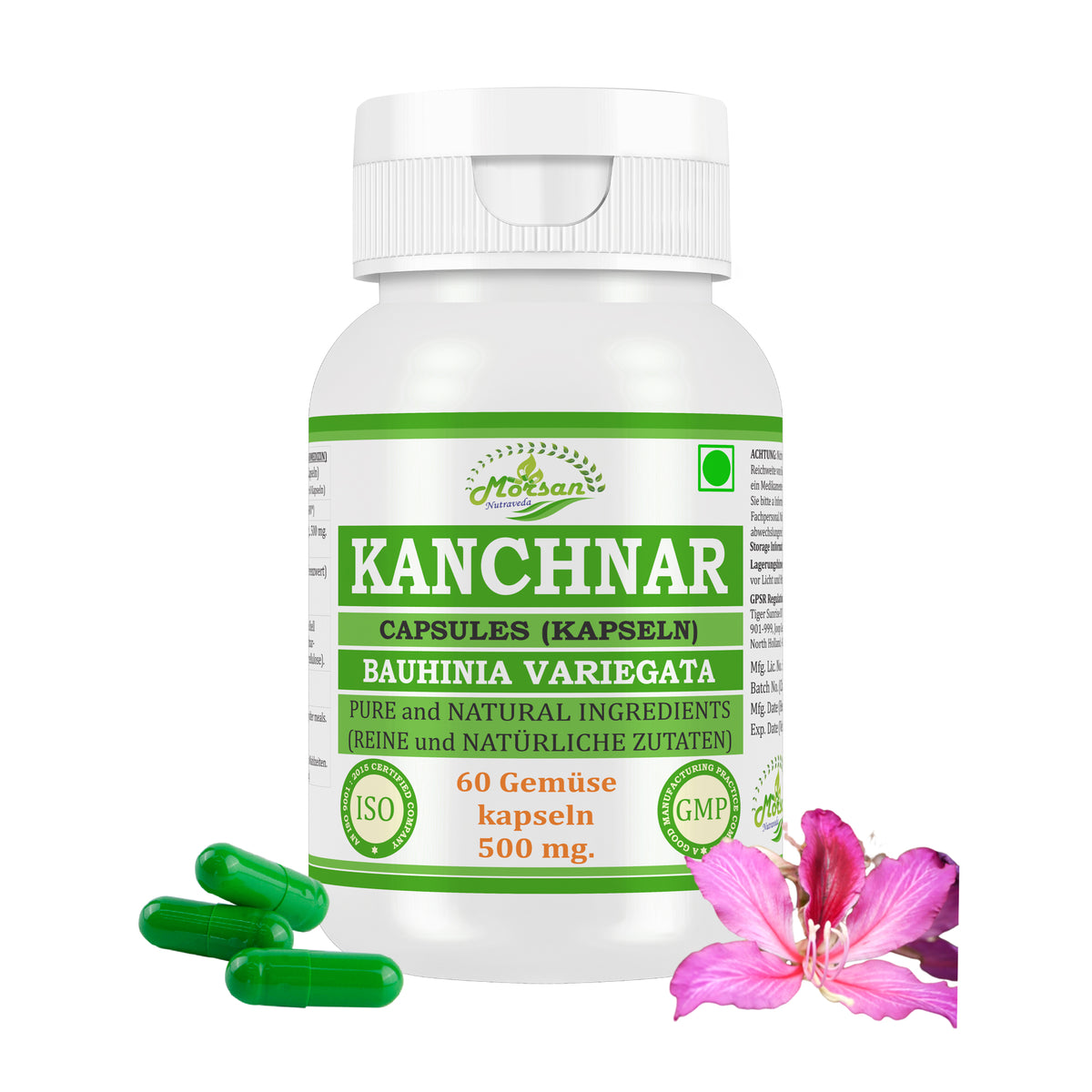 KANCHNAR-KAPSELN - BAUHINIA VARIEGATA - 60 vegetarische Kapseln à 500 mg - REIN und NATÜRLICH