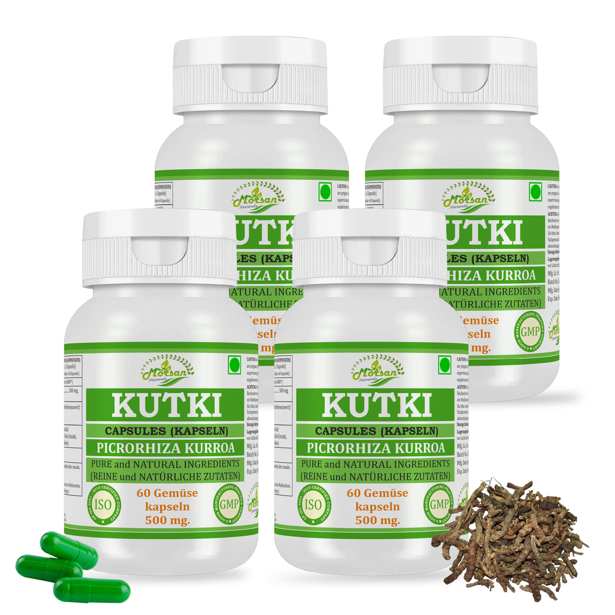 KUTKI-KAPSELN - PICRORHIZA KURROA - 60 pflanzliche Kapseln à 500 mg - REIN und NATÜRLICH