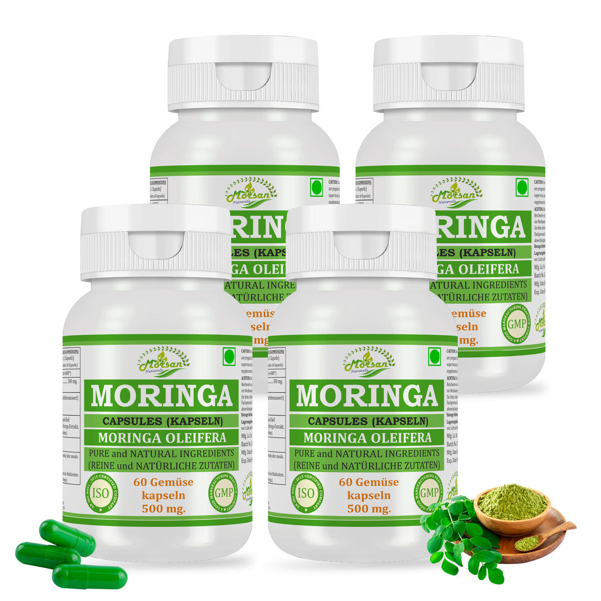 MORINGA-KAPSELN - MORINGA OLEIFERA - 60 Gemüsekapseln 500 mg.