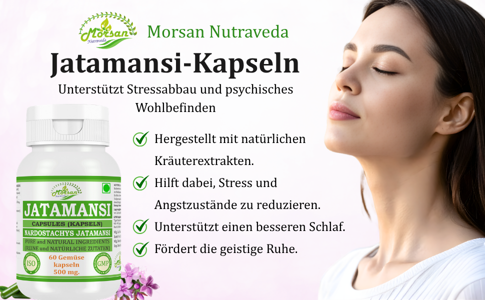 Morsan Nutraveda Jatamansi (Nardostachys Jatamansi) Kapseln | 10:1 hochkonzentrierter Extrakt | 100% natürliches Produkt | Packung mit 60 x 500 mg Vegi-Kapseln