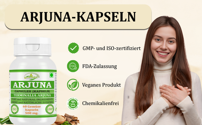 Morsan Nutraveda Arjuna (Terminalia Arjuna) Kapseln | 10:1 hochkonzentrierter Extrakt | 100 % Naturprodukt | Packung mit 60 x 500 mg Veg. Kapseln