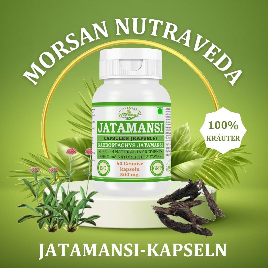 Morsan Nutraveda Jatamansi (Nardostachys Jatamansi) Kapseln | 10:1 hochkonzentrierter Extrakt | 100% natürliches Produkt | Packung mit 60 x 500 mg Vegi-Kapseln