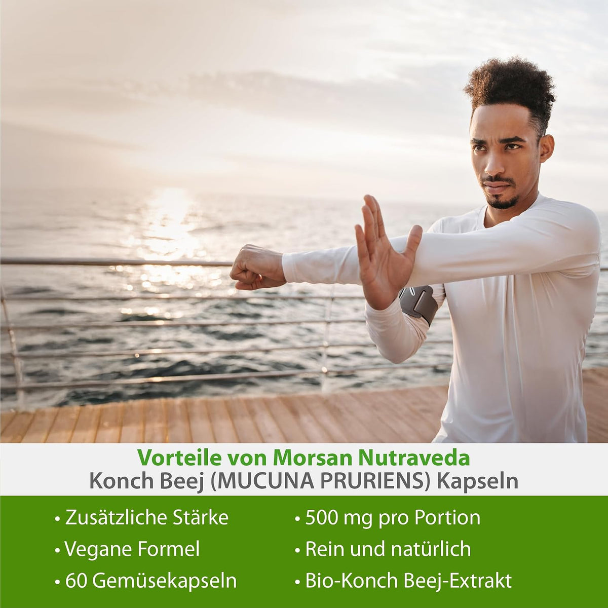 Morsan Nutraveda Konch Beej Capsules 500 mg, Mucuna Pruriens Herbal Supplement, 60 Capsules, Pure and Natural Ingredients