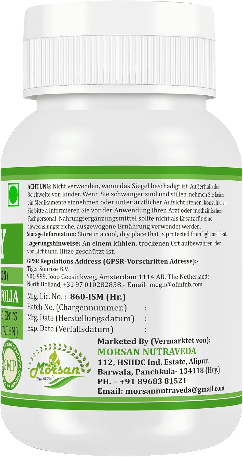 Morsan Nutraveda Giloy (Tinospora Cordifolia, Guduchi) Kapseln | 10:1 hochkonzentrierter Extrakt | 100 % Naturprodukt | Packung mit 60 x 500 mg Vegi-Kapseln