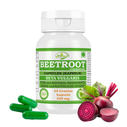 BEETROOT CAPSULES (KAPSELN) - BETA VULGARIS - 60 Gemüse Kapseln 500 mg. - PURE and NATURAL