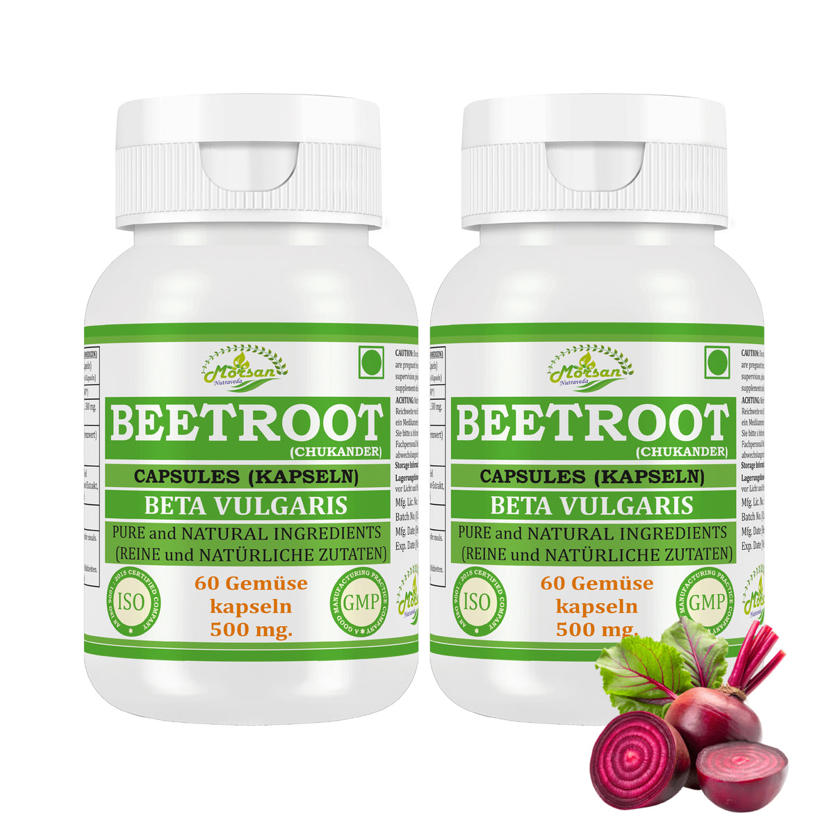 BEETROOT CAPSULES (KAPSELN) - BETA VULGARIS - 60 Gemüse Kapseln 500 mg. - PURE and NATURAL