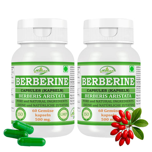 Morsan Nutraveda Berberin Kapseln 500 mg | 60 Vegane Kapseln | Pflanzliches Nahrungsergänzungsmittel | Premium-Qualitätsformel