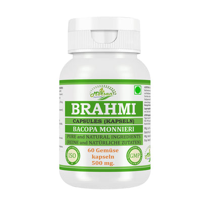 BRAHMI-KAPSELN - BACOPA MONNIERI - 60 pflanzliche Kapseln 500 mg. - REIN und NATÜRLICH