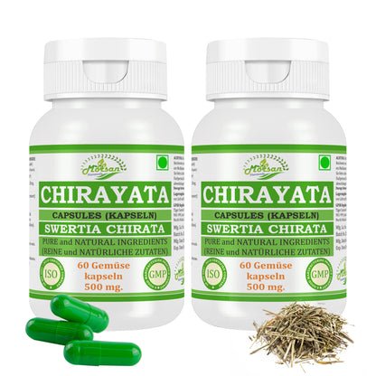 CHIRAYATA-KAPSELN - SWERTIA CHIRATA - 60 pflanzliche Kapseln à 500 mg - REIN und NATÜRLICH