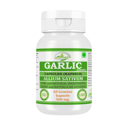 KNOBLAUCH (LAHSAN) KAPSELN - ALLIUM SATIVUM - 60 Gemüsekapseln 500 mg - REIN und NATÜRLICH