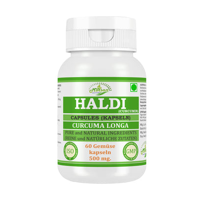 HALDI (CURCUMIN) CAPSULES (KAPSELN) - CURCUMA LONGA - 60 Gemüse Kapseln 500 mg. - PURE and NATURAL
