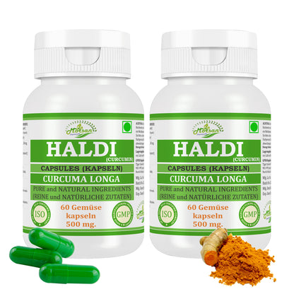 HALDI (CURCUMIN) CAPSULES (KAPSELN) - CURCUMA LONGA - 60 Gemüse Kapseln 500 mg. - PURE and NATURAL
