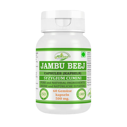 JAMBU SAMEN KAPSELN - SYZYGIUM CUMINI - 60 vegetarische Kapseln à 500 mg - REIN und NATÜRLICH