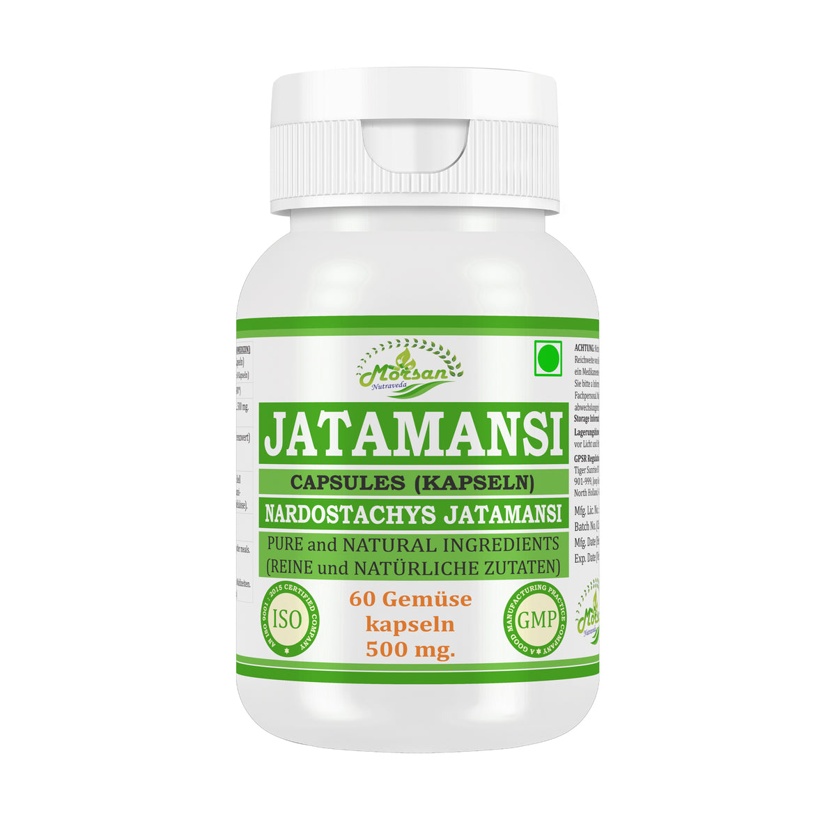 Morsan Nutraveda Jatamansi (Nardostachys Jatamansi) Kapseln | 10:1 hochkonzentrierter Extrakt | 100% natürliches Produkt | Packung mit 60 x 500 mg Vegi-Kapseln