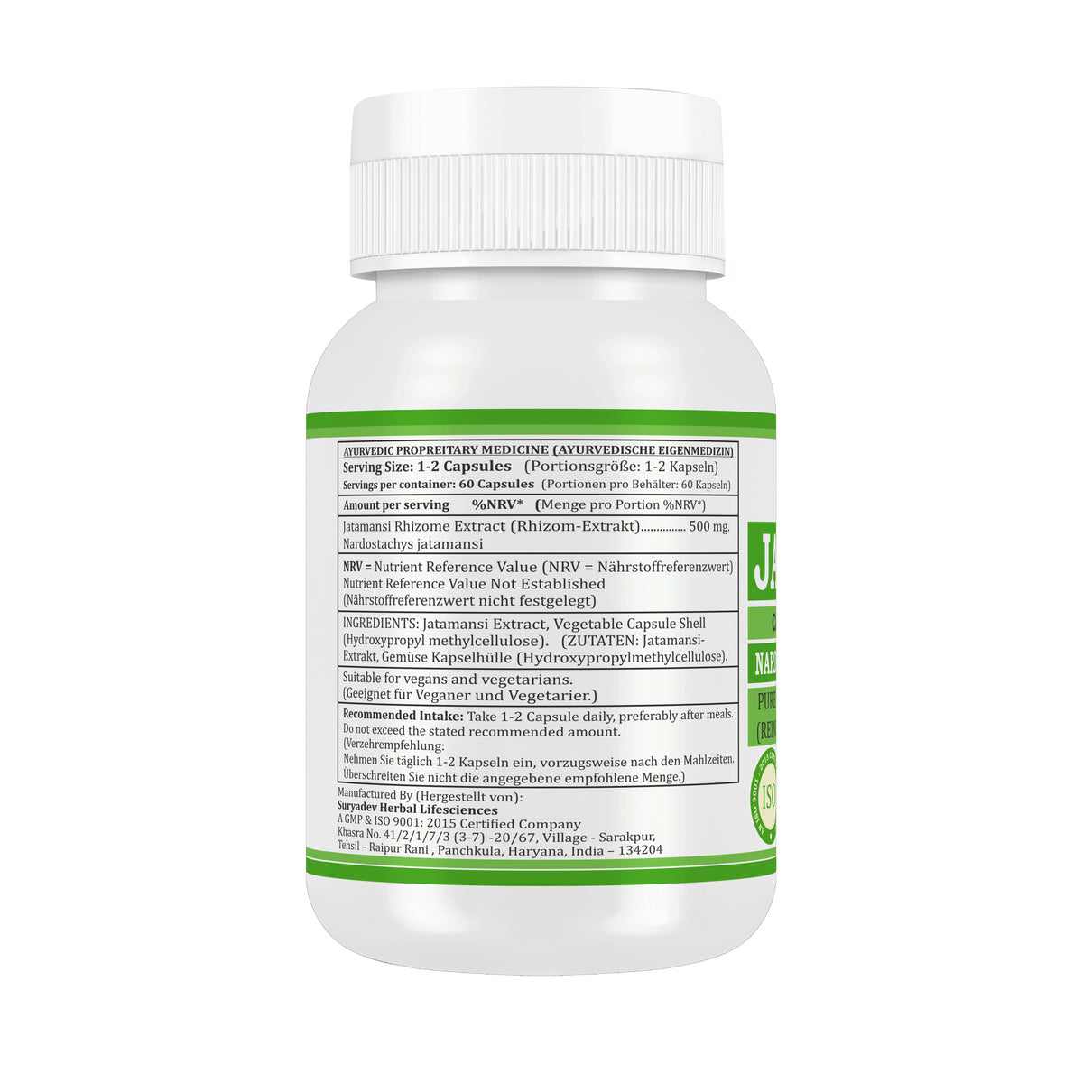 Morsan Nutraveda Jatamansi (Nardostachys Jatamansi) Kapseln | 10:1 hochkonzentrierter Extrakt | 100% natürliches Produkt | Packung mit 60 x 500 mg Vegi-Kapseln