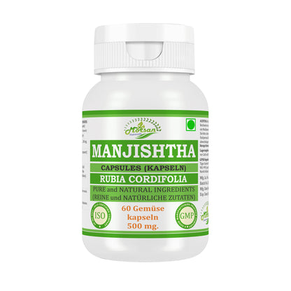 MANJISHTHA CAPSULES (KAPSELN) - RUBIA CORDIFOLIA - 60 Gemüse Kapseln 500 mg. - PURE and NATURAL
