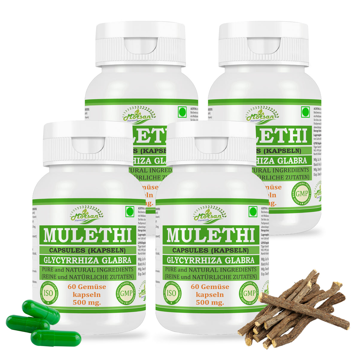 MULETHI CAPSULES (KAPSELN) - GLYCYRRHIZA GLABRA - 60 Gemüse Kapseln 500 mg.