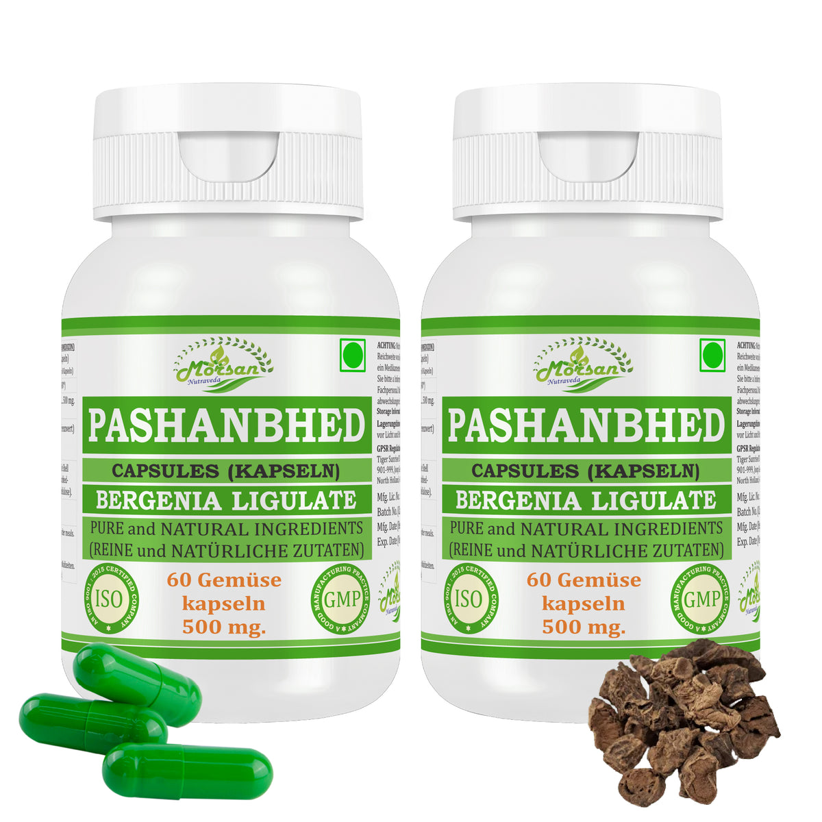 PASHANBHED-KAPSELN - BERGENIA LIGULATA - 60 Gemüsekapseln à 500 mg - REIN und NATÜRLICH