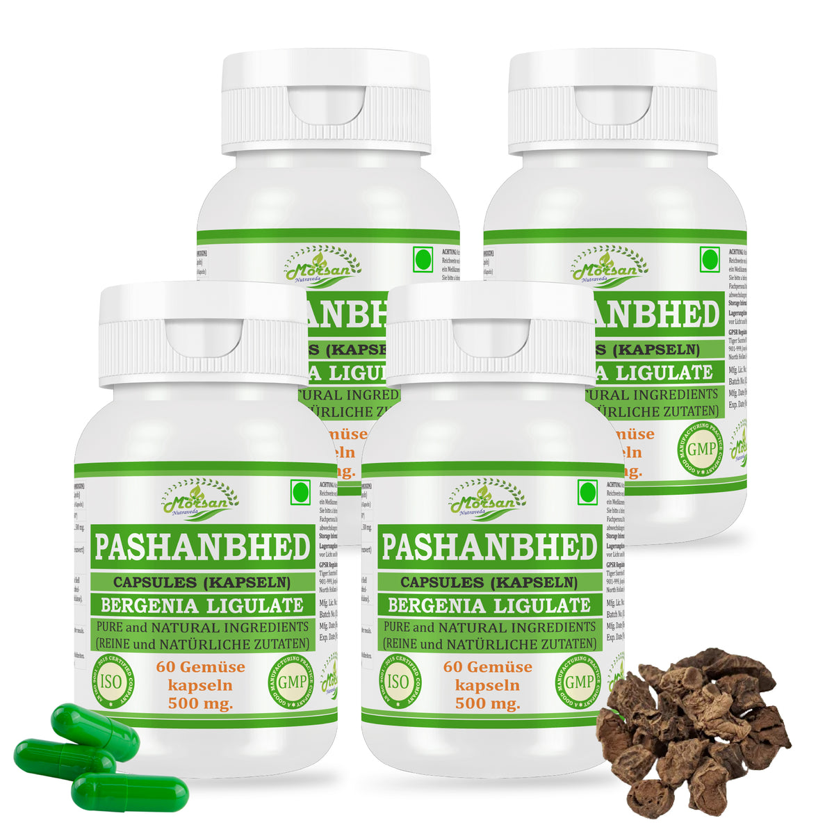 PASHANBHED-KAPSELN - BERGENIA LIGULATA - 60 Gemüsekapseln à 500 mg - REIN und NATÜRLICH