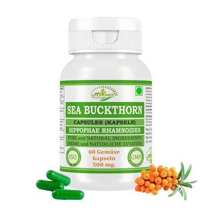 SANDDORN-KAPSELN - HIPPOPHAE RHAMNOIDES - 60 Gemüsekapseln 500 mg.