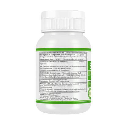 SHILAJIT-KAPSELN - ASPHALTUM - 60 pflanzliche Kapseln à 500 mg.