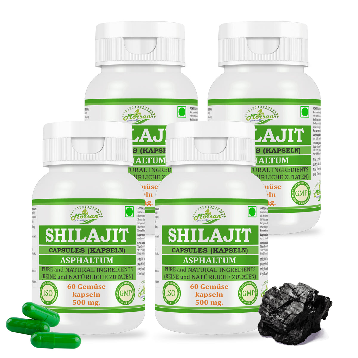 SHILAJIT-KAPSELN - ASPHALTUM - 60 pflanzliche Kapseln à 500 mg.