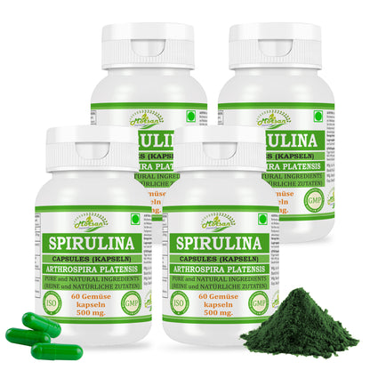SPIRULINA-KAPSELN - ARTHROSPIRA PLATENSIS - 60 Gemüsekapseln 500 mg.