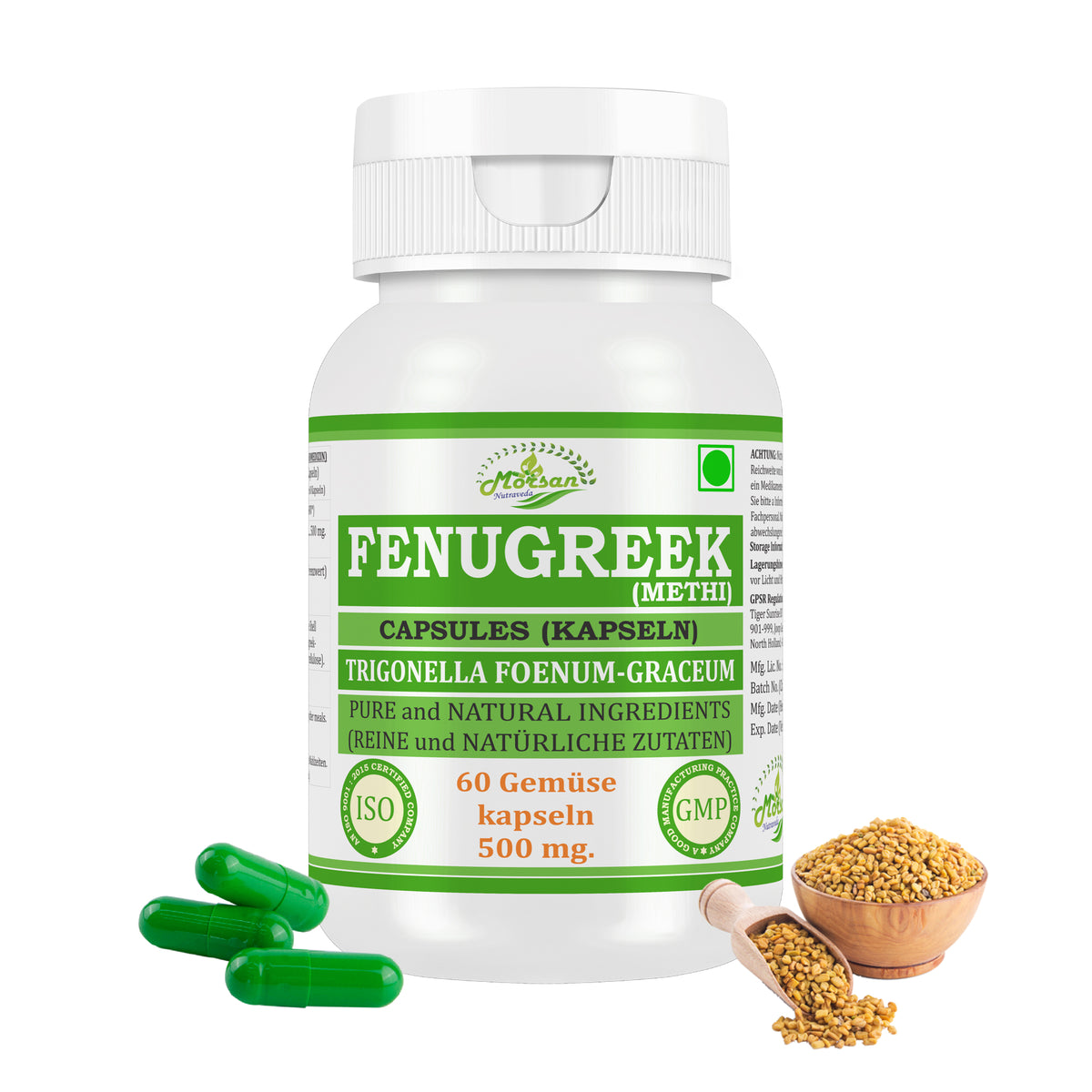 BOCKSHORNKLEE (METHI) KAPSELN - TRIGONELLA FOENUM-GRAECEUM - 60 Gemüsekapseln 500 mg - REIN und NATÜRLICH