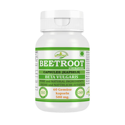 BEETROOT CAPSULES (KAPSELN) - BETA VULGARIS - 60 Gemüse Kapseln 500 mg. - PURE and NATURAL
