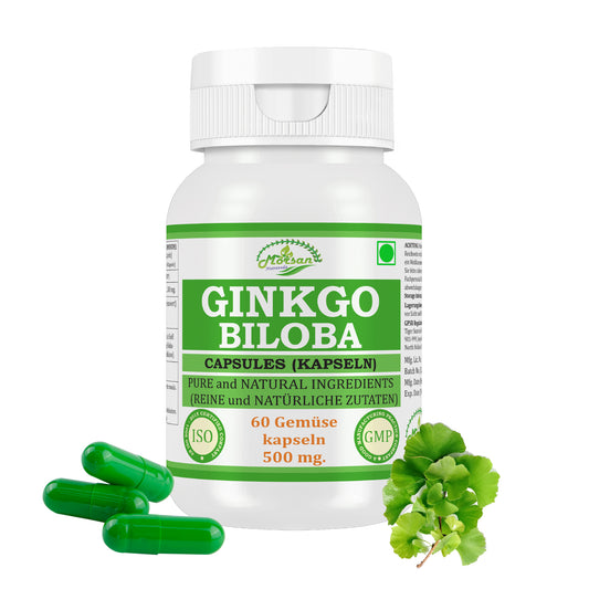 GINKGO BILOBA KAPSELN - 60 Gemüsekapseln 500 mg - REIN und NATÜRLICH