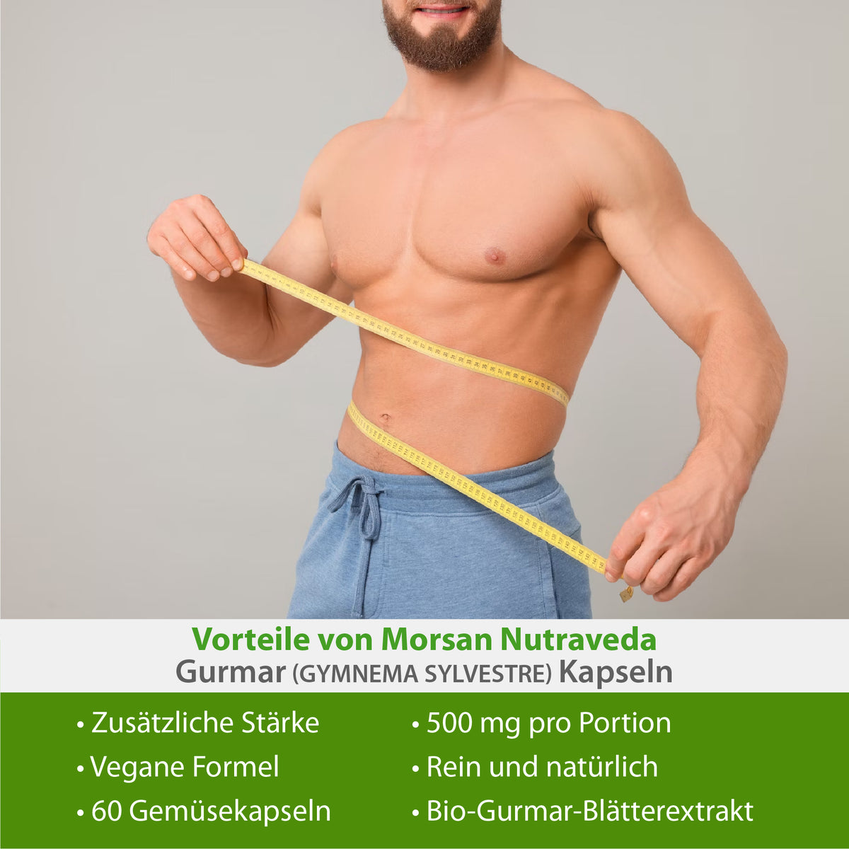 GURMAR-KAPSELN - GYMNEMA SYLVESTRE - 60 pflanzliche Kapseln à 500 mg - REIN und NATÜRLICH