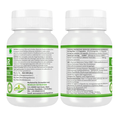 GURMAR-KAPSELN - GYMNEMA SYLVESTRE - 60 pflanzliche Kapseln à 500 mg - REIN und NATÜRLICH