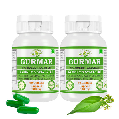 GURMAR-KAPSELN - GYMNEMA SYLVESTRE - 60 pflanzliche Kapseln à 500 mg - REIN und NATÜRLICH