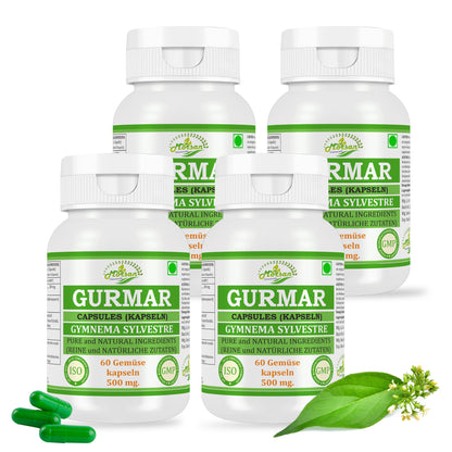 GURMAR-KAPSELN - GYMNEMA SYLVESTRE - 60 pflanzliche Kapseln à 500 mg - REIN und NATÜRLICH