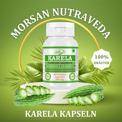 Morsan Nutraveda’s Karela (Momordica Charantia, Bitter Melon) Capsule | 10:1 Highest Potency Extract | 100 % Natural Product | Pack of 60 x 500 mg. Veg. Capsules