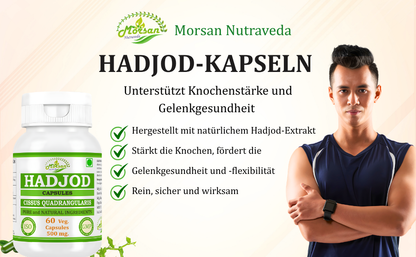 Morsan Nutraveda Hadjod Kapseln (Cissus quadrangularis) | 10:1 Extrakt | 500 mg | 60 vegetarische Kapseln | Pflanzliches Nahrungsergänzungsmittel