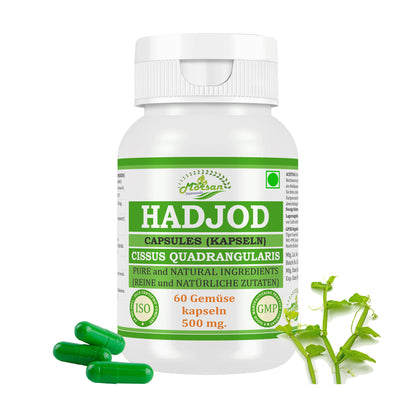 Morsan Nutraveda Hadjod Kapseln (Cissus quadrangularis) | 10:1 Extrakt | 500 mg | 60 vegetarische Kapseln | Pflanzliches Nahrungsergänzungsmittel