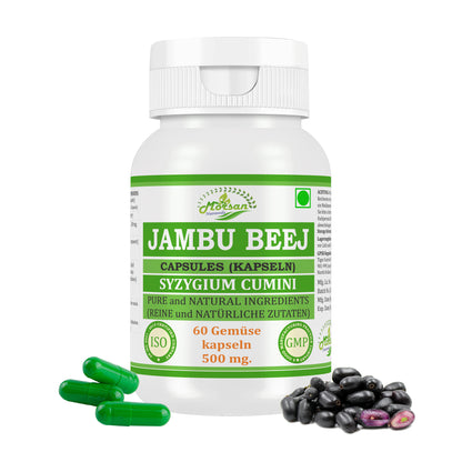 JAMBU SAMEN KAPSELN - SYZYGIUM CUMINI - 60 vegetarische Kapseln à 500 mg - REIN und NATÜRLICH