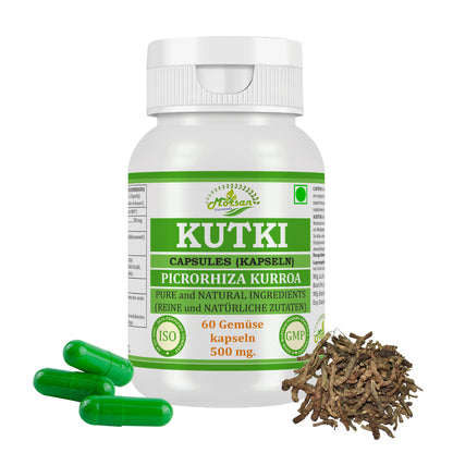 KUTKI-KAPSELN - PICRORHIZA KURROA - 60 pflanzliche Kapseln à 500 mg - REIN und NATÜRLICH