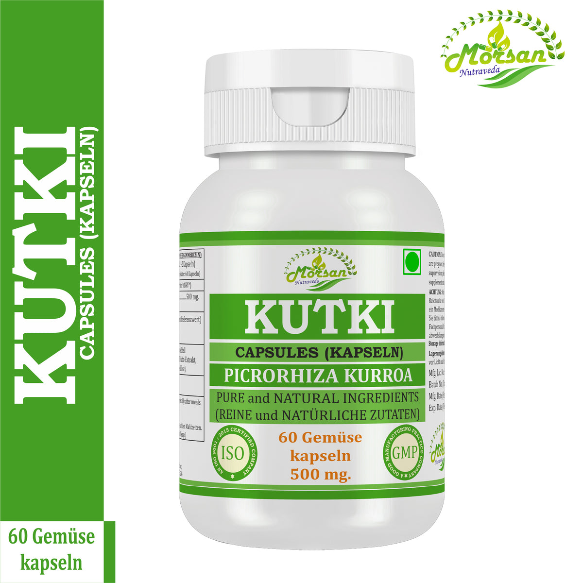 KUTKI-KAPSELN - PICRORHIZA KURROA - 60 pflanzliche Kapseln à 500 mg - REIN und NATÜRLICH