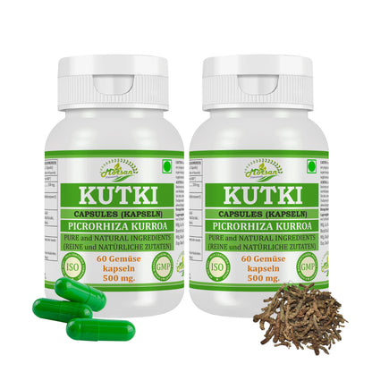 KUTKI-KAPSELN - PICRORHIZA KURROA - 60 pflanzliche Kapseln à 500 mg - REIN und NATÜRLICH